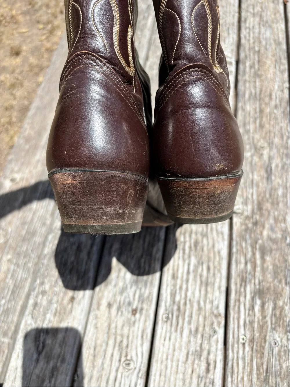 Vintage Nocona Men’s Brown Leather Western Cowboy Boots 8.5E